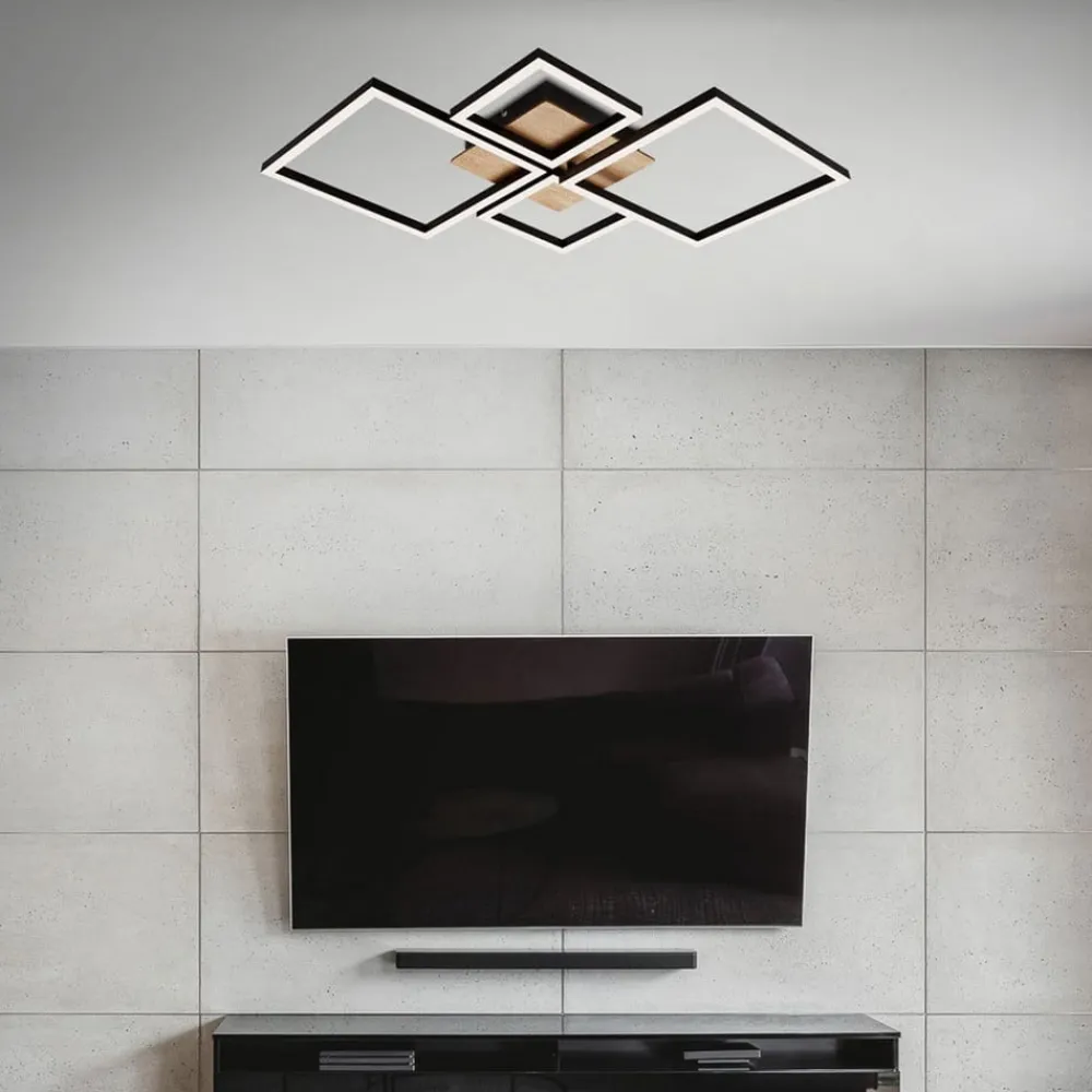 Briloner Loftlamper|Loftlamper > LED-loftslampe Frame, Step dim, 4-lys træ
