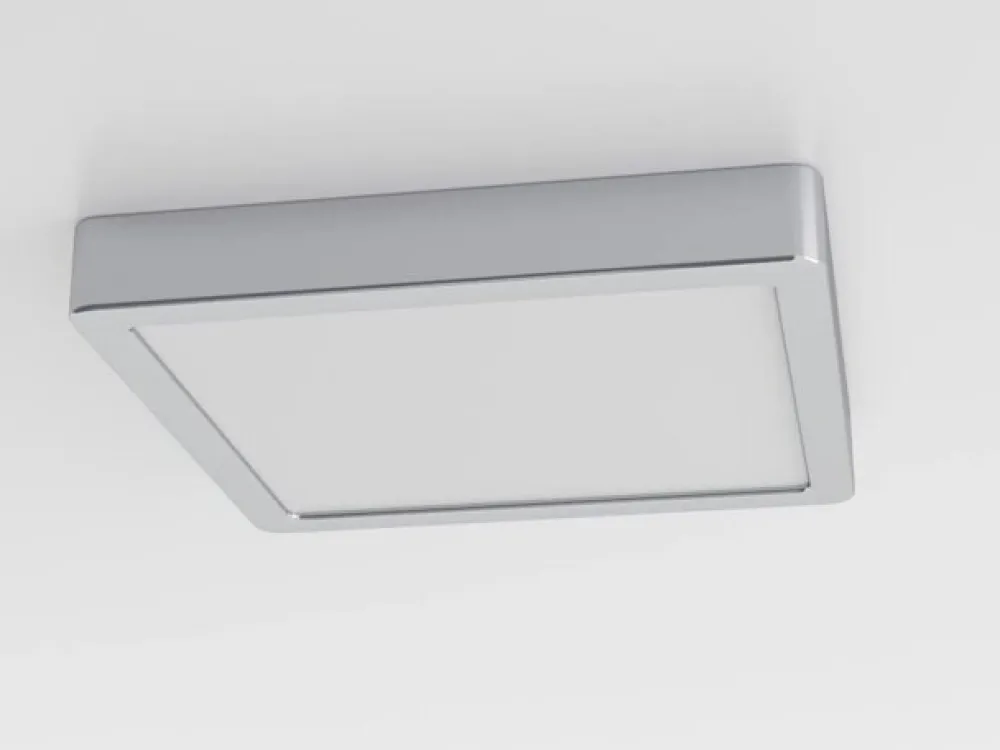 Loftlamper|Loftlamper ^ EGLO LED-loftslampe Fueva 5 IP44 3000K krom 21x21cm