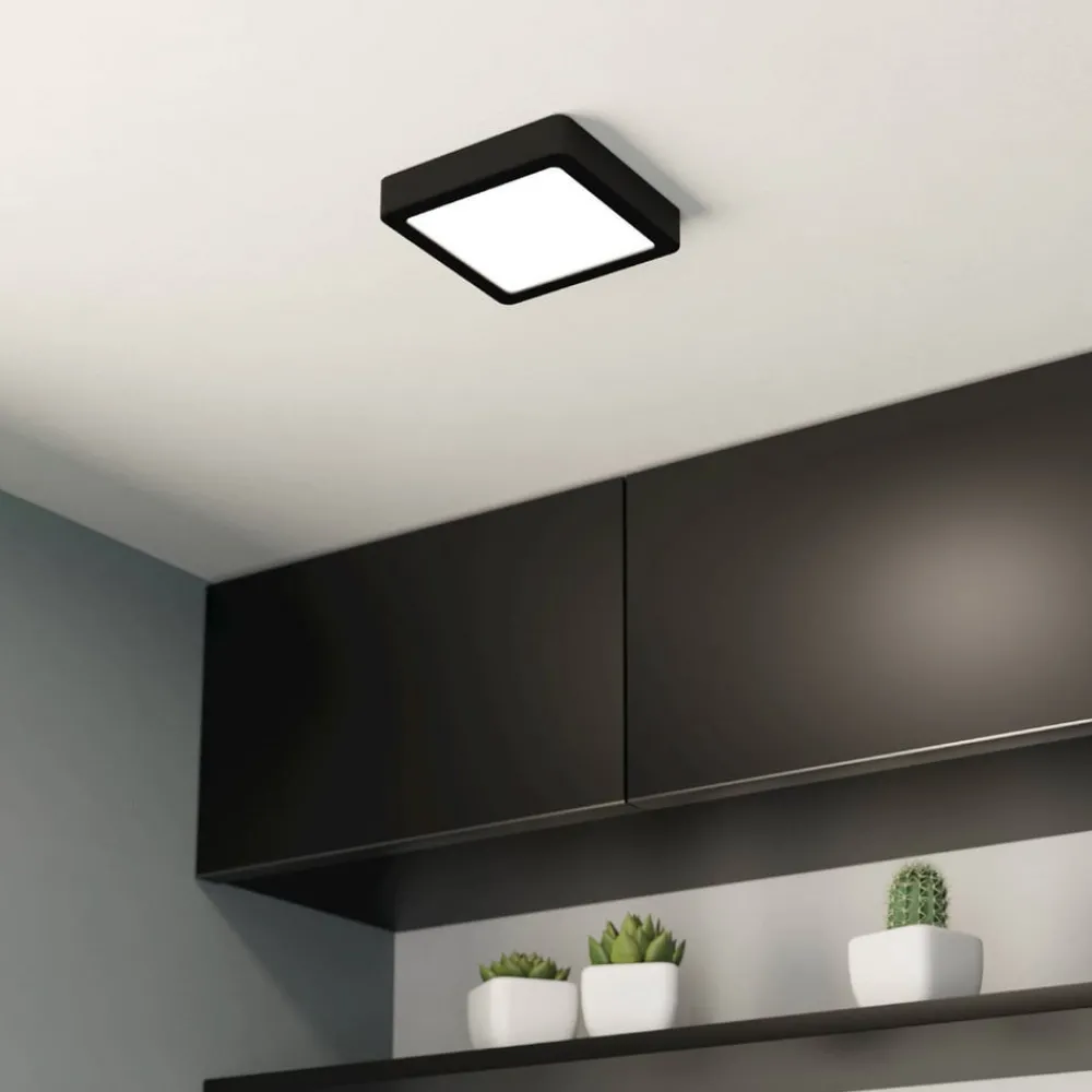 EGLO Loftlamper > LED-loftslampe Fueva 5 IP44 3000K sort 16x16cm