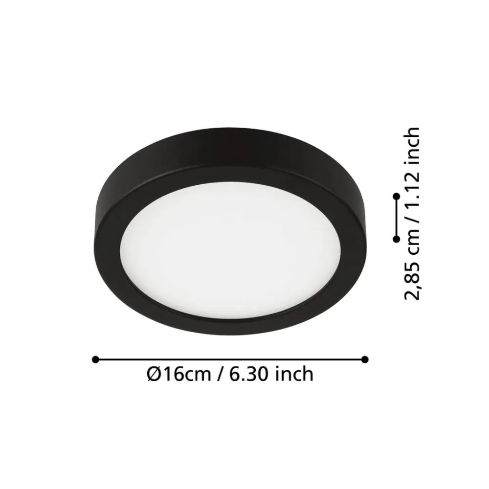 EGLO Loftlamper|Loftlamper > LED-loftslampe Fueva 5 IP44 3000K sort Ø16cm