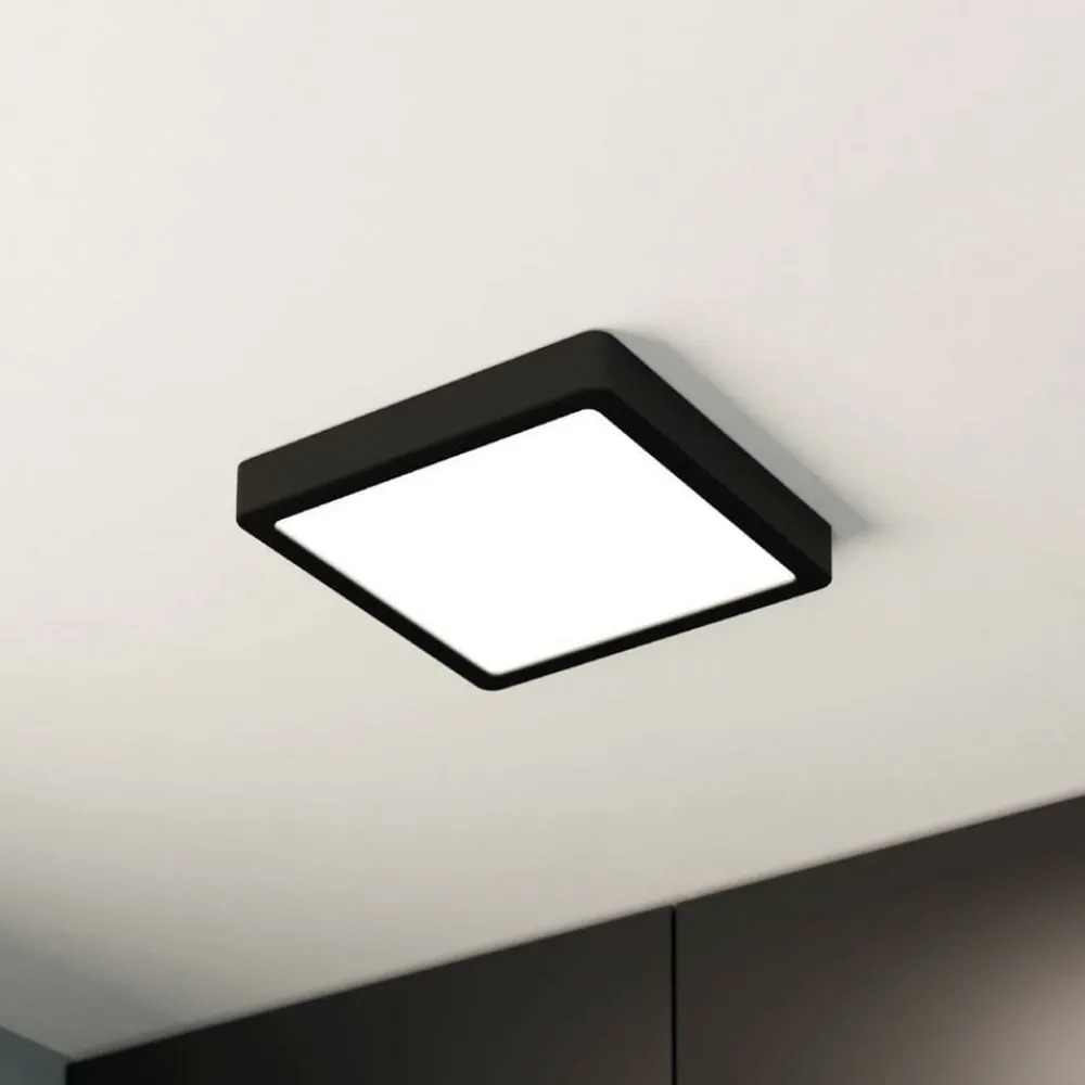 EGLO Loftlamper|Loftlamper > LED-loftslampe Fueva 5 IP44 3000K sort 21x21cm