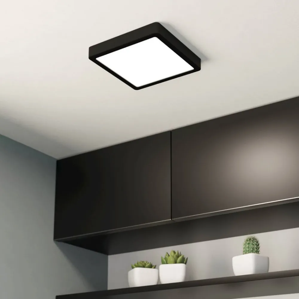 EGLO Loftlamper|Loftlamper > LED-loftslampe Fueva 5 IP44 3000K sort 21x21cm