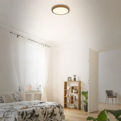 Gang|Loftlamper ^ Briloner LED-loftslampe Runa Wood trælook 3.000 K Ø28cm