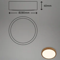 Gang|Loftlamper ^ Briloner LED-loftslampe Runa Wood trælook 3.000 K Ø28cm