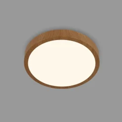 Briloner Arbejdsrum/Kontor|Gang > LED-loftslampe Runa Wood trælook 3.000 K Ø38cm