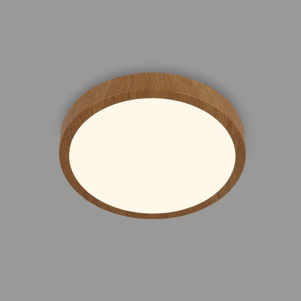 Briloner Arbejdsrum/Kontor|Gang > LED-loftslampe Runa Wood trælook 3.000 K Ø38cm