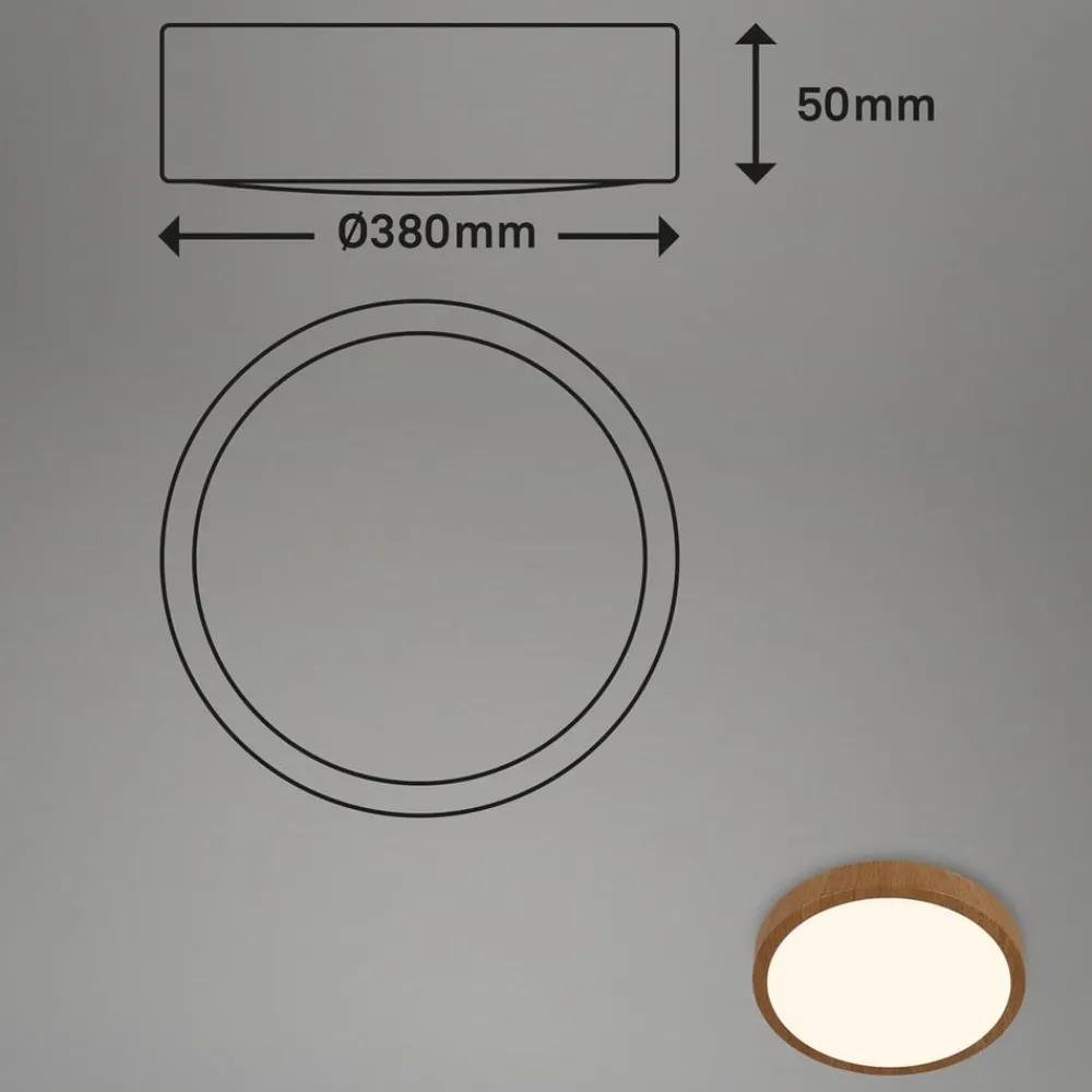 Briloner Arbejdsrum/Kontor|Gang > LED-loftslampe Runa Wood trælook 3.000 K Ø38cm