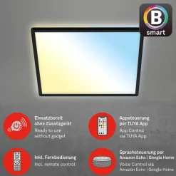 Briloner Arbejdsrum/Kontor|Loftlamper > LED-loftslampe Slim smart sort dim CCT 42x42cm