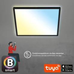 Briloner Arbejdsrum/Kontor|Loftlamper > LED-loftslampe Slim smart sort dim CCT 42x42cm