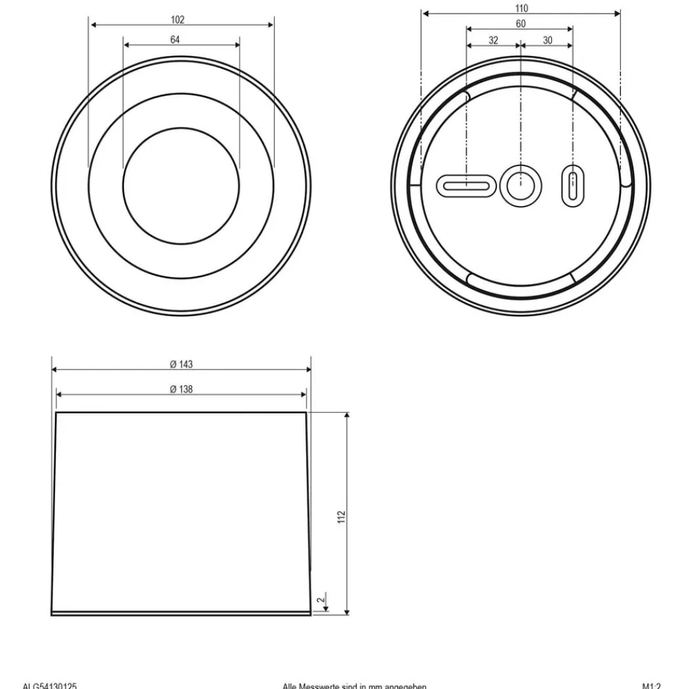 Indbygningsspots ^ EVN LED-loftspot ALG54, Ø 21,3 cm, hvid