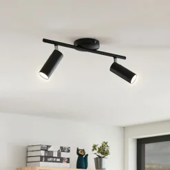 Loftlamper ^ Lindby LED-loftspot Camille, sort, to lyskilder