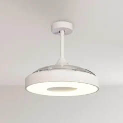 Mantra Iluminación Loftventilatorer > LED-loftventilator Coin hvid DC-motor støjsvag Ø 106 cm CCT