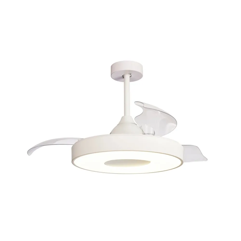Mantra Iluminación Loftventilatorer > LED-loftventilator Coin hvid DC-motor støjsvag Ø 106 cm CCT