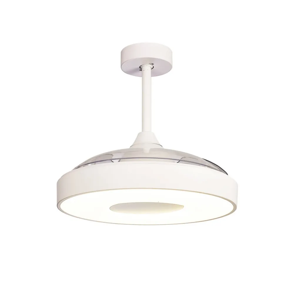 Mantra Iluminación Loftventilatorer > LED-loftventilator Coin hvid DC-motor støjsvag Ø 106 cm CCT