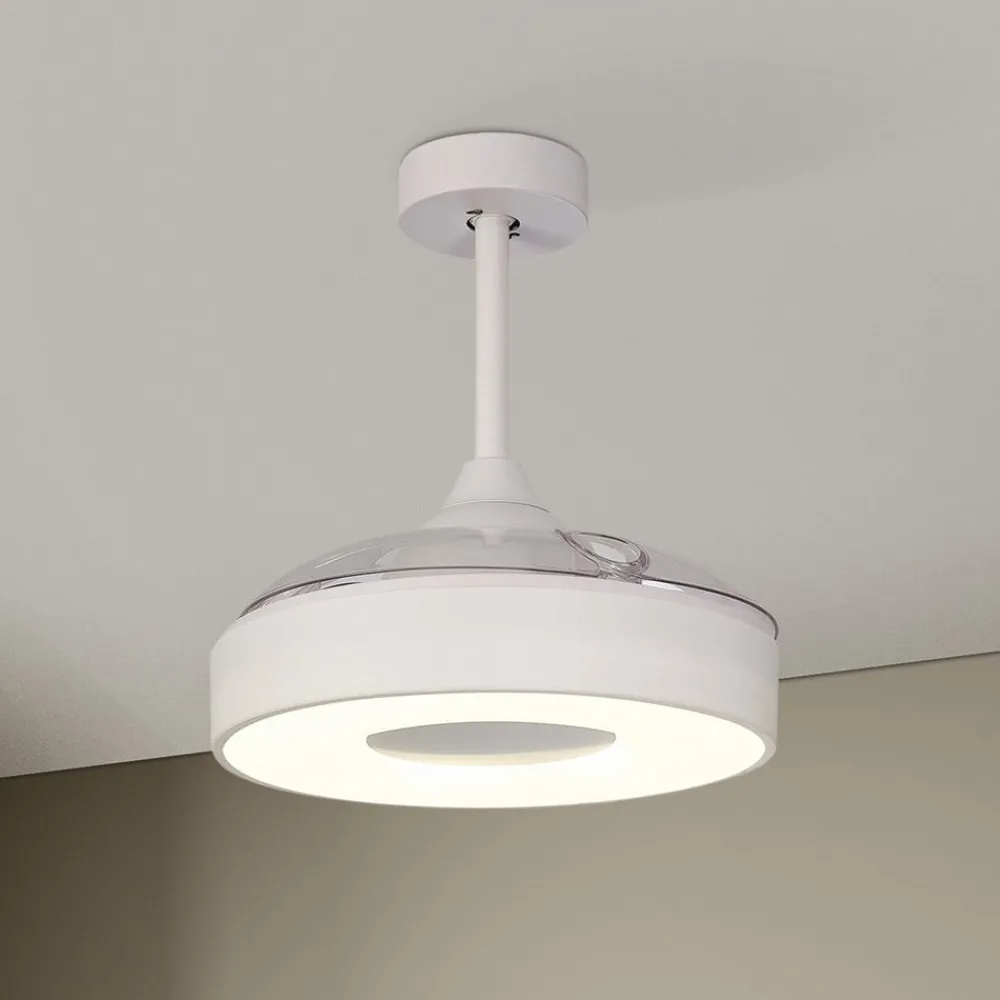 Mantra Iluminación Loftventilatorer > LED-loftventilator Coin Mini hvid DC lydsvag Ø 91 cm CCT