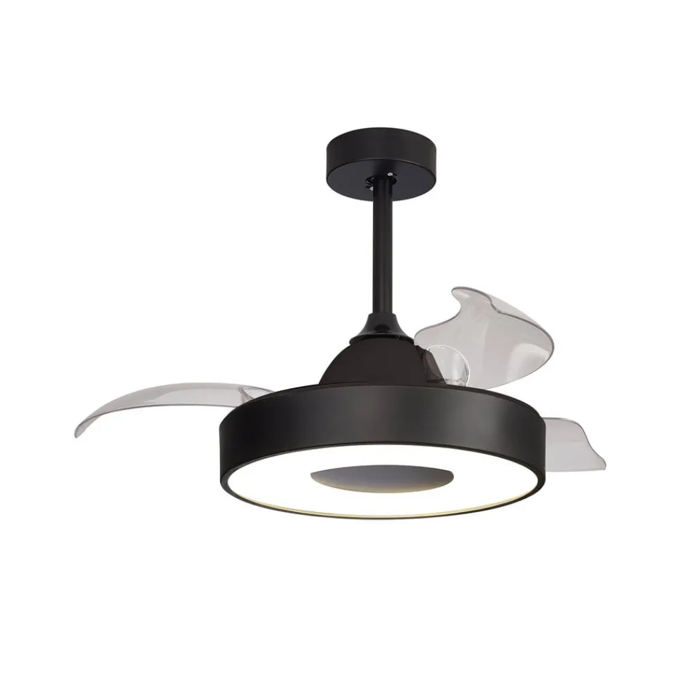 Mantra Iluminación Loftventilatorer > LED-loftventilator Coin Mini sort DC lydsvag Ø 91 cm CCT