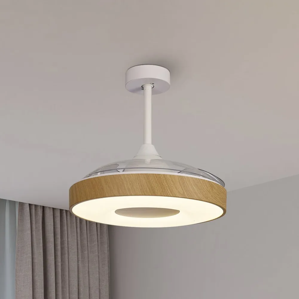 Loftventilatorer ^ Mantra Iluminación LED-loftventilator Coin Mini træ DC lydsvag Ø 91 cm CCT