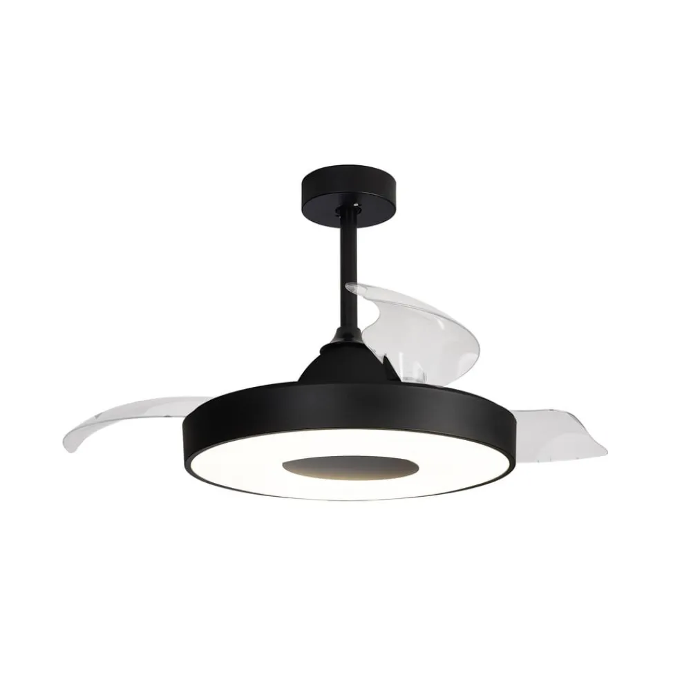 Loftventilatorer ^ Mantra Iluminación LED-loftventilator Coin sort DC-motor lydsvag 106 cm CCT