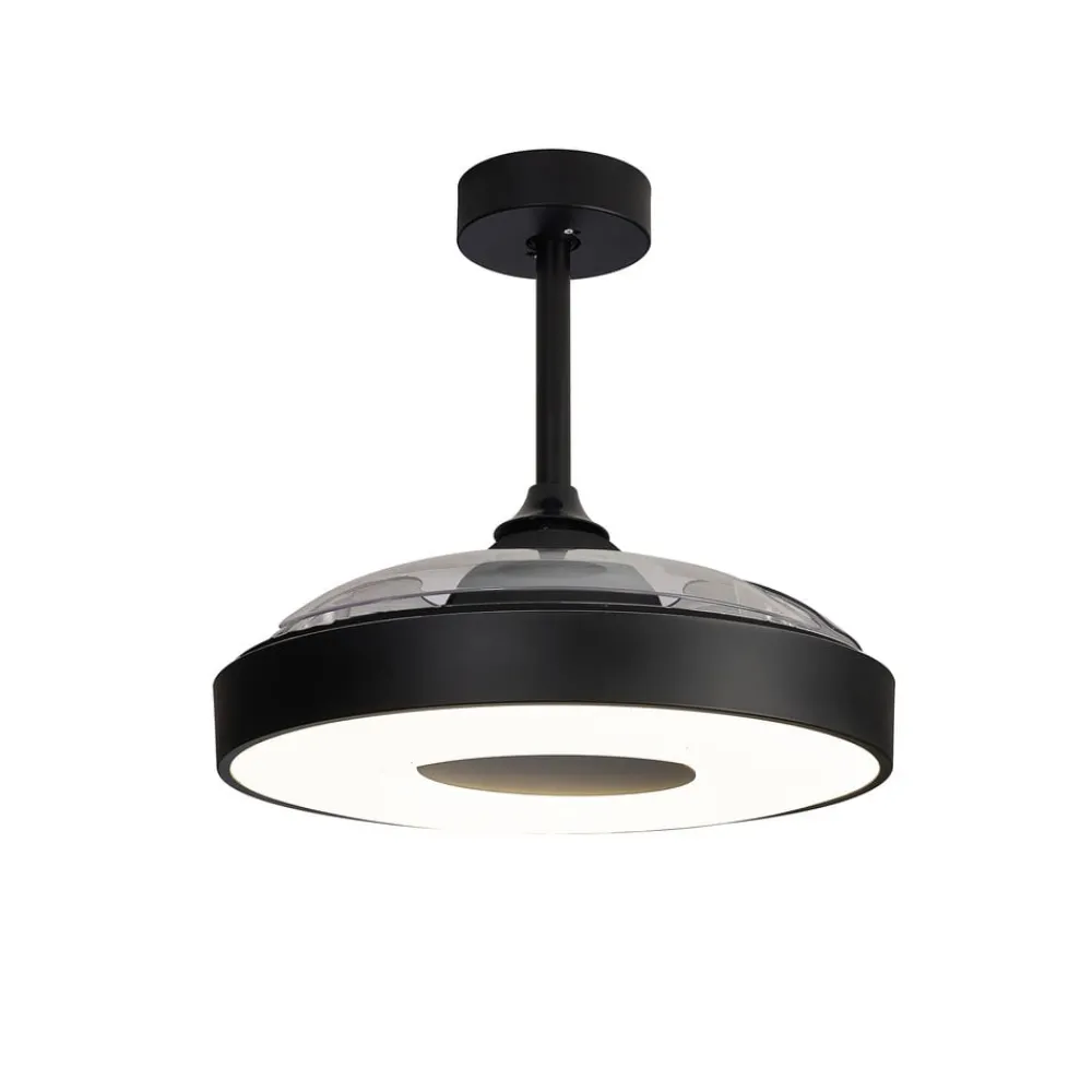 Loftventilatorer ^ Mantra Iluminación LED-loftventilator Coin sort DC-motor lydsvag 106 cm CCT