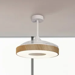 Mantra Iluminación Loftventilatorer > LED-loftventilator Coin træ DC-motor lydsvag Ø 106 cm CCT