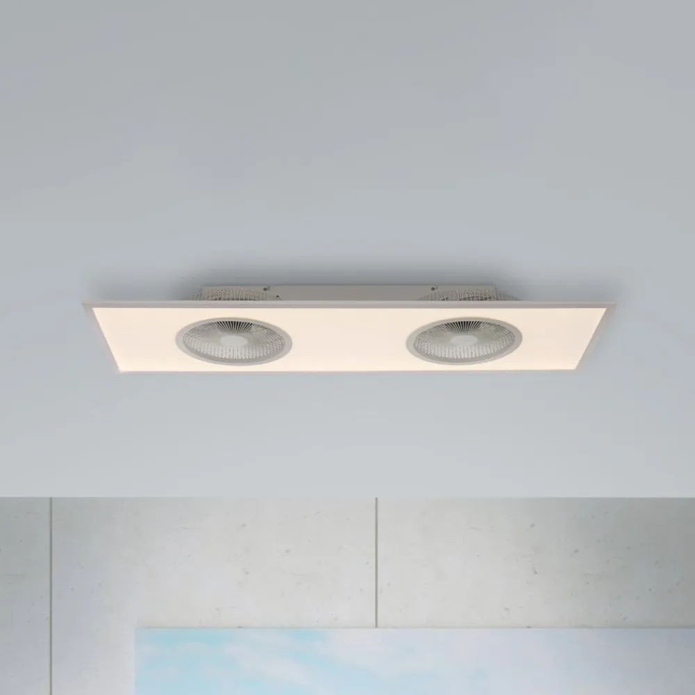 JUST LIGHT. GmbH Loftventilatorer > LED-loftventilator Flat-Air, CCT, hvid, 120x40cm