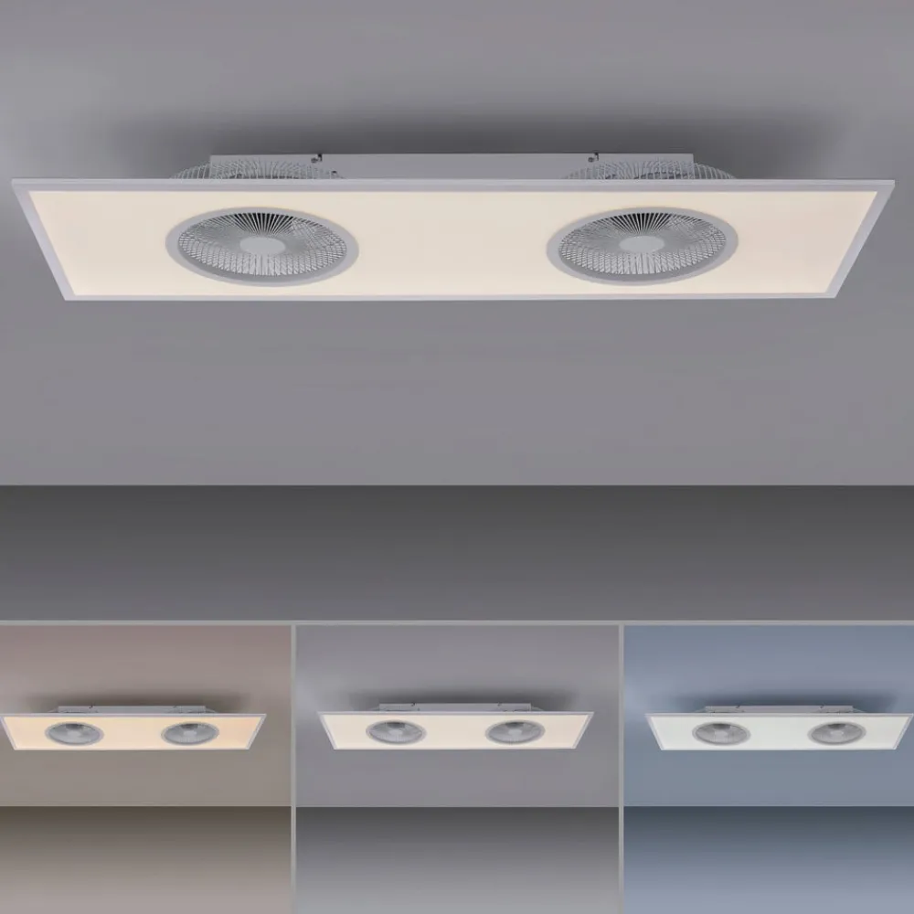 JUST LIGHT. GmbH Loftventilatorer > LED-loftventilator Flat-Air, CCT, hvid, 120x40cm