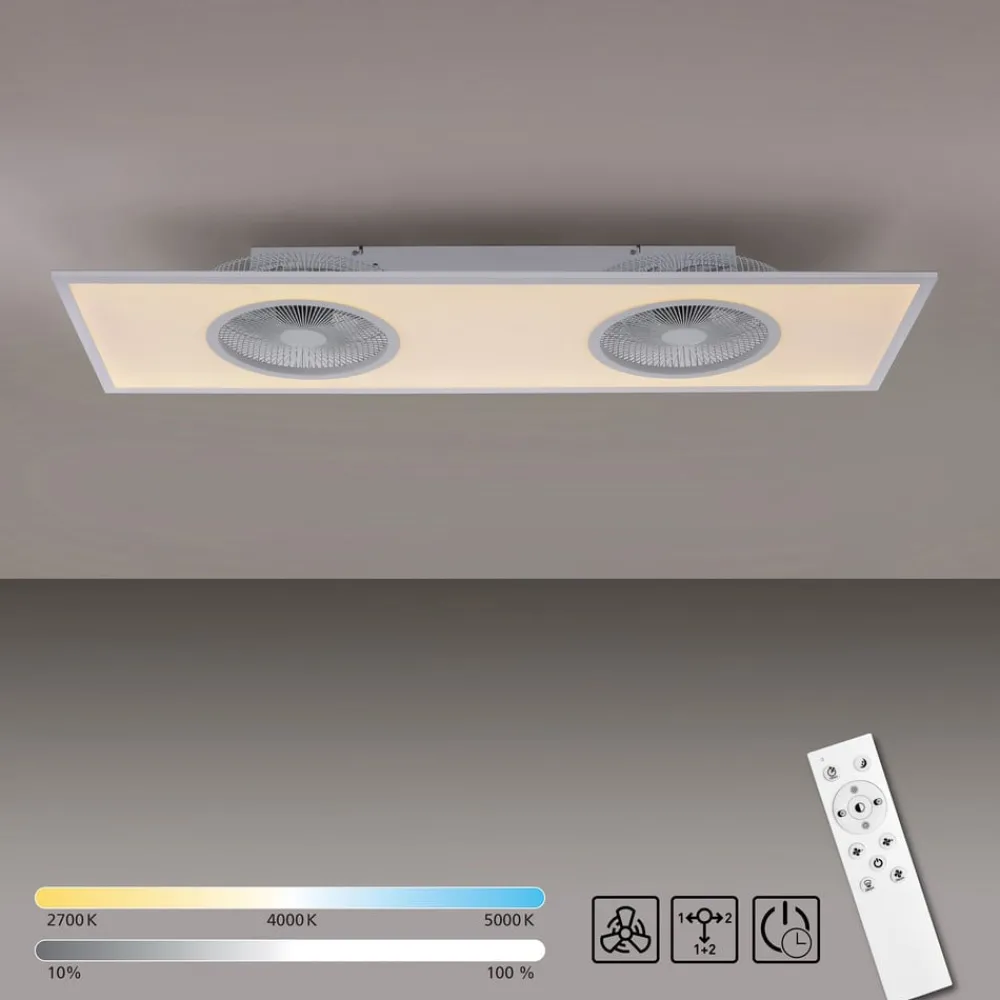 JUST LIGHT. GmbH Loftventilatorer > LED-loftventilator Flat-Air, CCT, hvid, 120x40cm