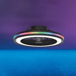 Loftventilatorer ^ Mantra Iluminación LED-loftventilator Gamer sort DC støjsvag Ø 47 cm CCT RGB