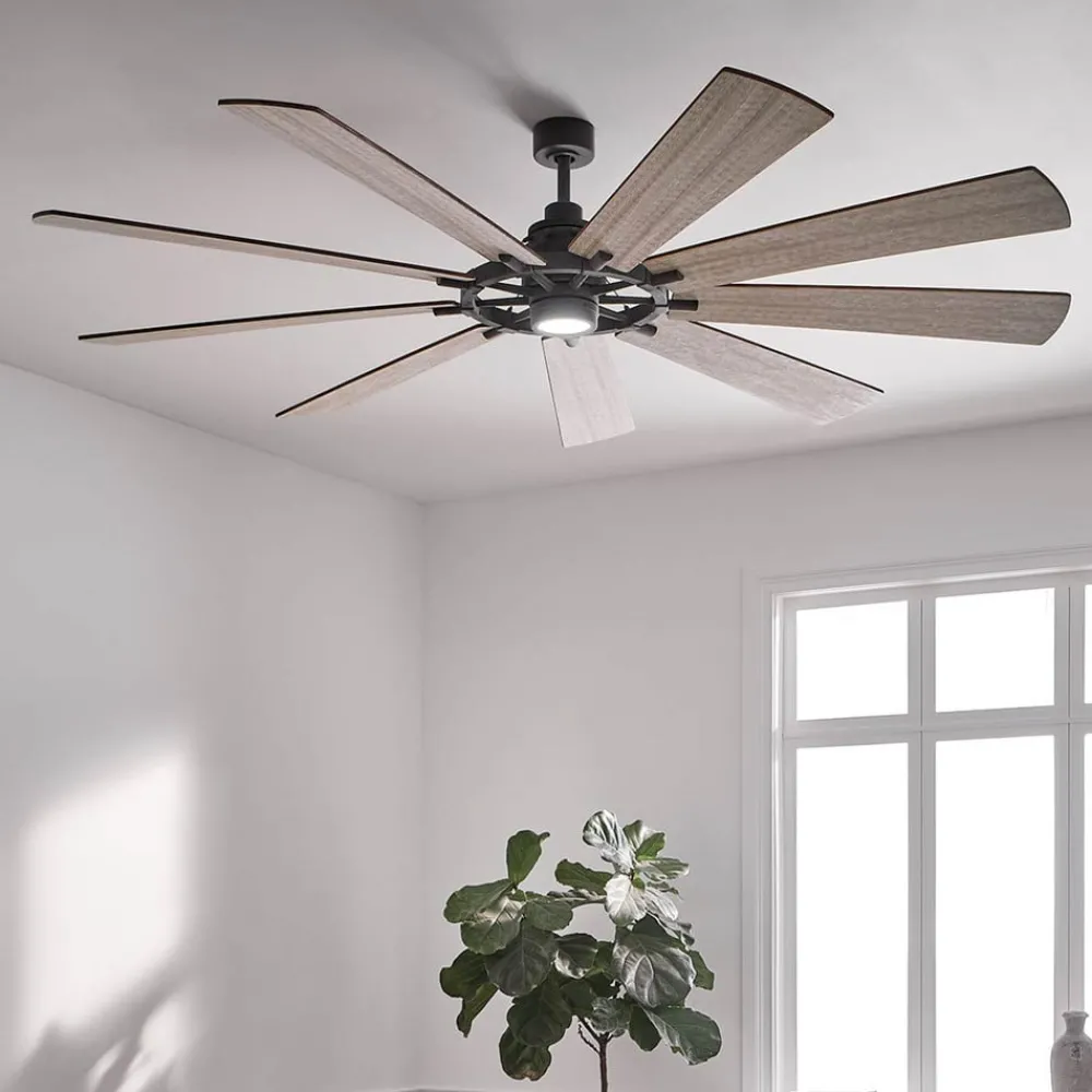 Loftventilatorer ^ KICHLER LED-loftventilator Gentry 85 mørk valnød/hvid