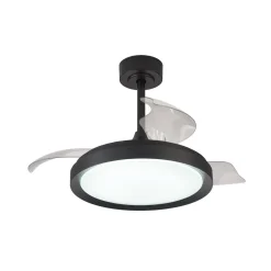 Mantra Iluminación Loftventilatorer > LED-loftventilator Mistral Mini sort DC støjsvag Ø91cm CCT