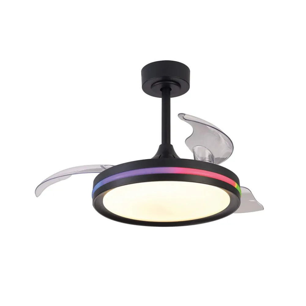 Loftventilatorer ^ Mantra Iluminación LED-loftventilator North sort DC lydsvag Ø 91 cm CCT RGB