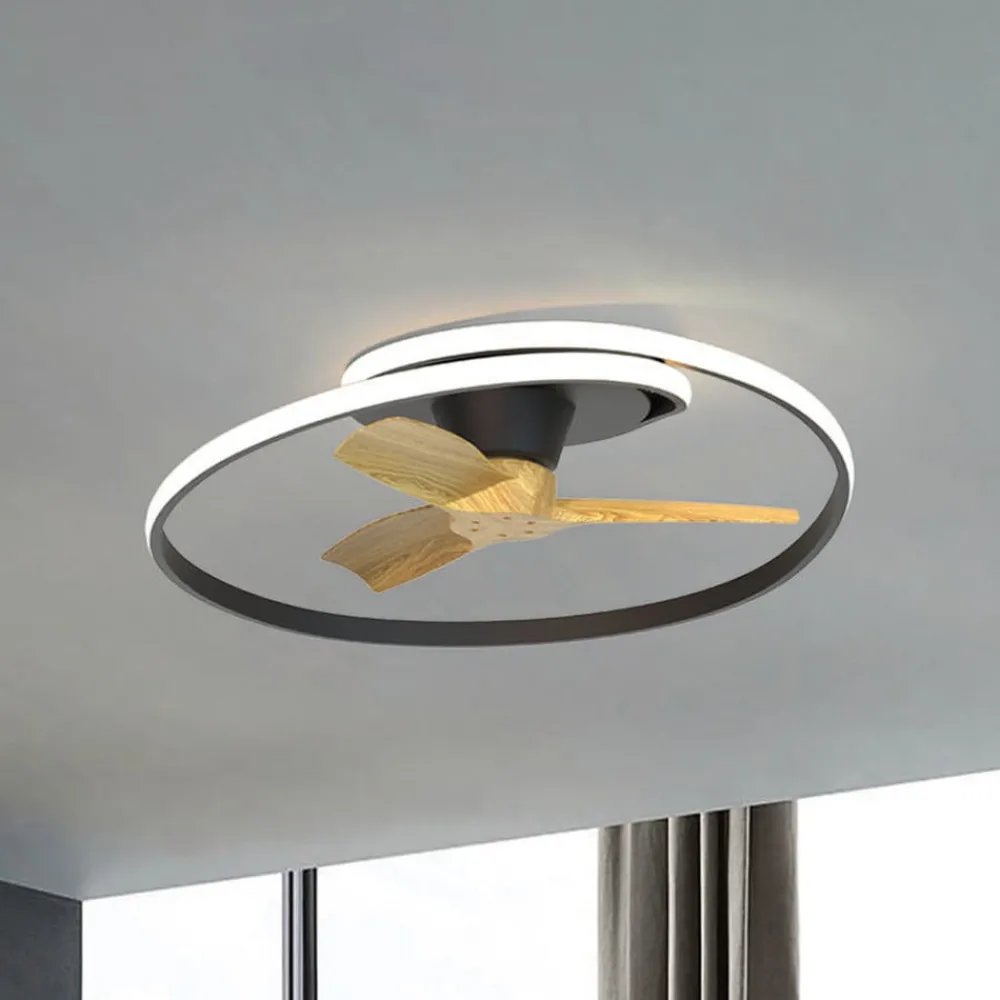 Mantra Iluminación Loftventilatorer > LED-loftventilator Ocean sort/træ DC støjsvag Ø 78 cm CCT