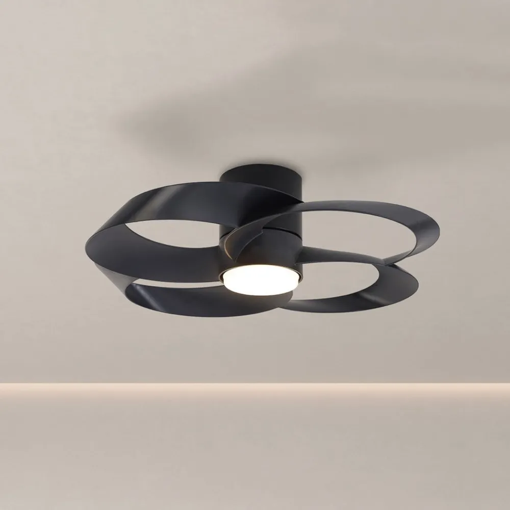 Mantra Iluminación Loftventilatorer > LED-loftventilator Rose sort DC-motor støjsvag Ø 65 cm CCT