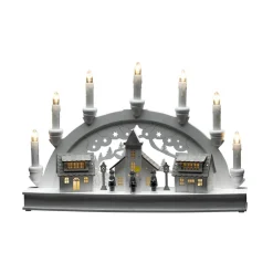 Julepynt|Vinduesdekoration ^ Konstsmide Christmas LED-lysbue, huse, hvid, 7 lyskilder