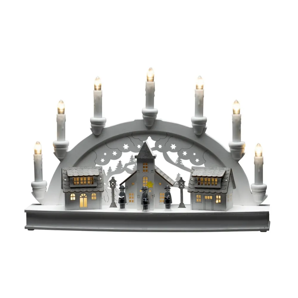 Julepynt|Vinduesdekoration ^ Konstsmide Christmas LED-lysbue, huse, hvid, 7 lyskilder