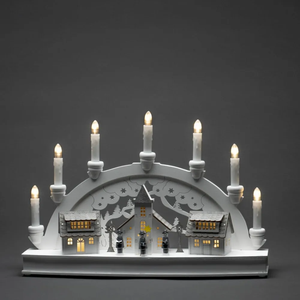 Julepynt|Vinduesdekoration ^ Konstsmide Christmas LED-lysbue, huse, hvid, 7 lyskilder