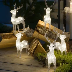 Julepynt|Julefigurer Udendørs ^ Konstsmide Christmas LED-lysfigurer af rensdyr til udendørs brug, sæt med 5 stk