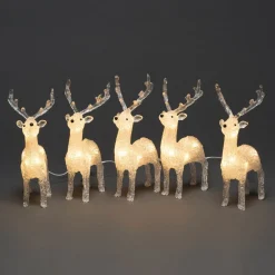 Julepynt|Julefigurer Udendørs ^ Konstsmide Christmas LED-lysfigurer af rensdyr til udendørs brug, sæt med 5 stk