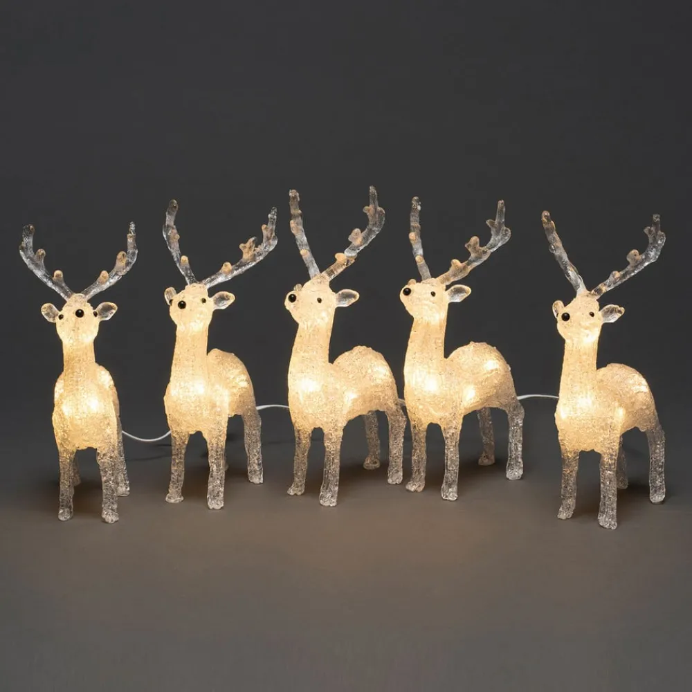 Julepynt|Julefigurer Udendørs ^ Konstsmide Christmas LED-lysfigurer af rensdyr til udendørs brug, sæt med 5 stk