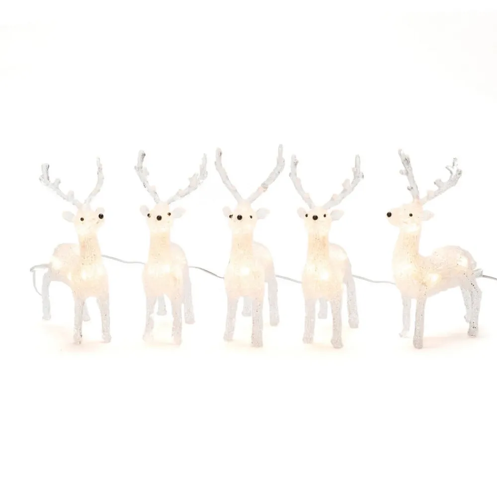 Julepynt|Julefigurer Udendørs ^ Konstsmide Christmas LED-lysfigurer af rensdyr til udendørs brug, sæt med 5 stk
