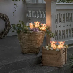 Julepynt|Julelys Udendørs ^ Konstsmide Season LED-lysfigur gris, sæt med 5 som en kæde, pink