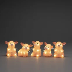Julepynt|Julelys Udendørs ^ Konstsmide Season LED-lysfigur gris, sæt med 5 som en kæde, pink