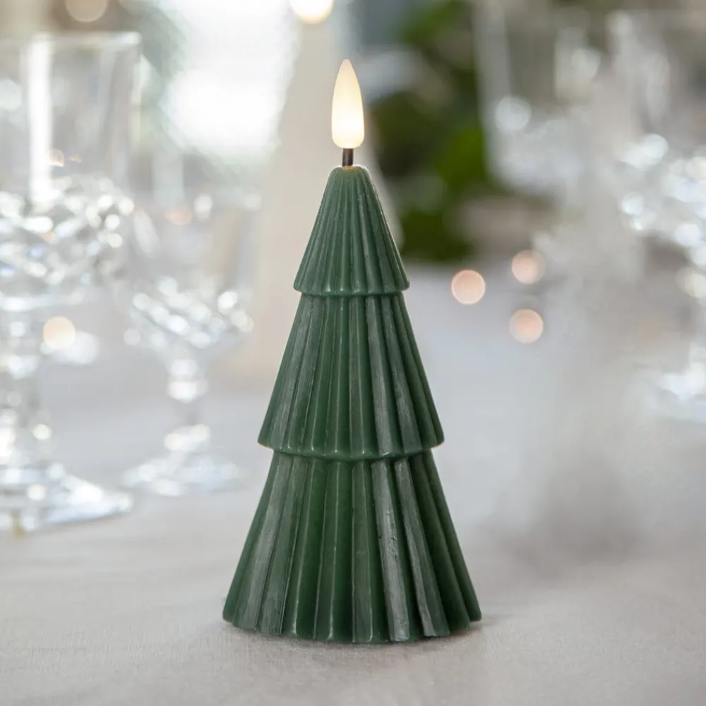 STAR TRADING Dekorationsbelysning|Julepynt > LED-lys Flamme Grany, grøn, 15 cm, ægte voks, batteridrevet