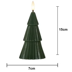 STAR TRADING Dekorationsbelysning|Julepynt > LED-lys Flamme Grany, grøn, 15 cm, ægte voks, batteridrevet