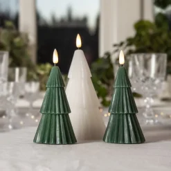 STAR TRADING Dekorationsbelysning|Julepynt > LED-lys Flamme Grany, grøn, 15 cm, ægte voks, batteridrevet