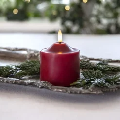 STAR TRADING Julepynt|Vinduesdekoration > LED lysflamme, højde 9,5 cm rød ægte voks batteridrevet