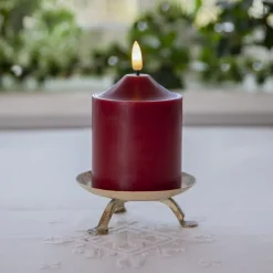 Julepynt|Vinduesdekoration ^ STAR TRADING LED-lysflamme, højde 12 cm, rød ægte voks, batteridrevet