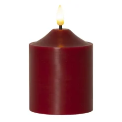 Julepynt|Vinduesdekoration ^ STAR TRADING LED-lysflamme, højde 12 cm, rød ægte voks, batteridrevet