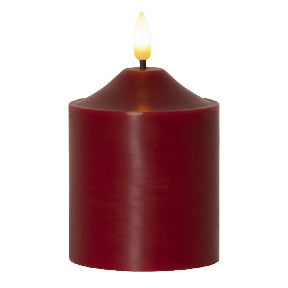 Julepynt|Vinduesdekoration ^ STAR TRADING LED-lysflamme, højde 12 cm, rød ægte voks, batteridrevet