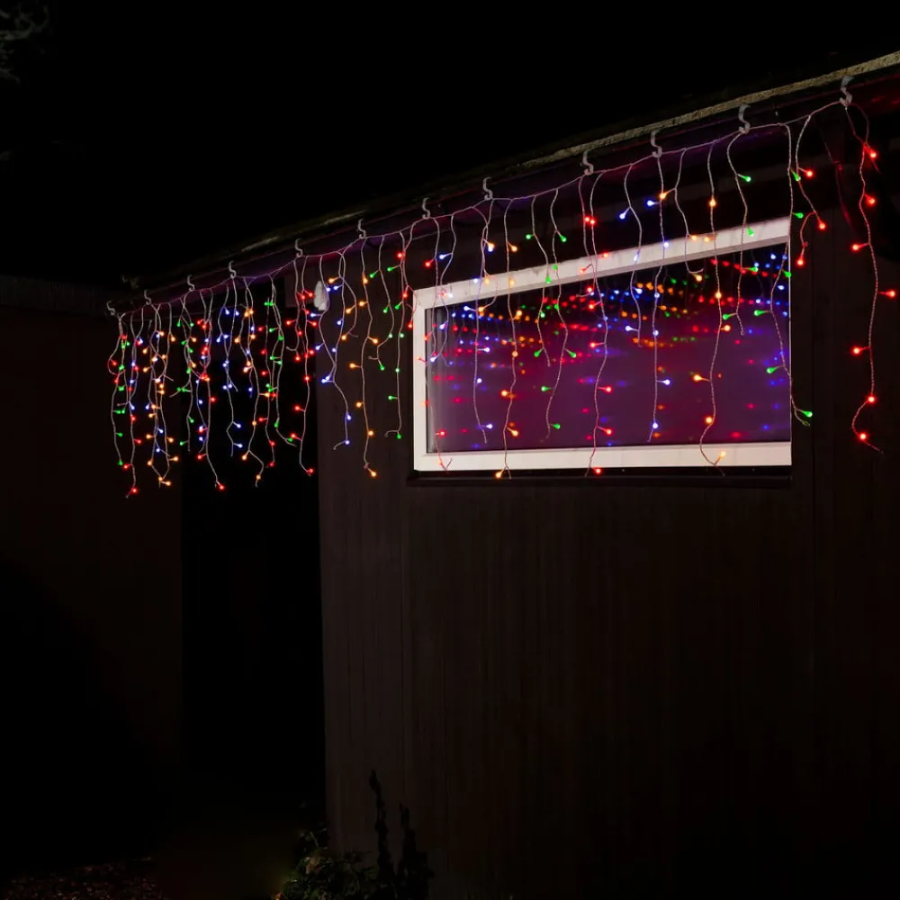 Konstsmide Christmas Julepynt|Lysnet, Lysforhæng > LED-lysforhæng isregn, kulørte kugler, 200-flg.